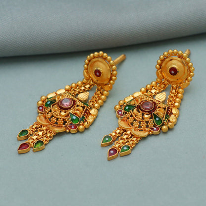 Pure 22k gold earrings indian asian gold dangle earrings for wedding handmade jewelry for women gift