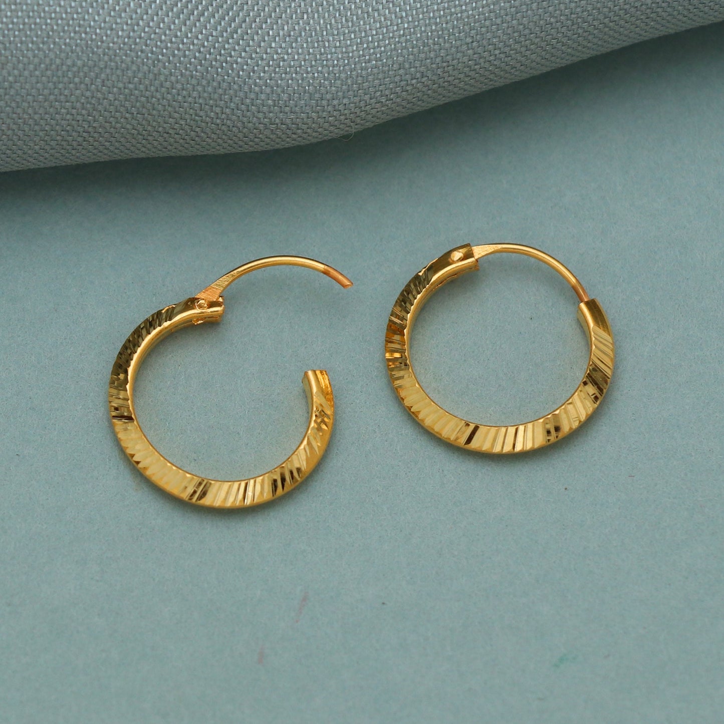 20k Yellow Gold Hoop earrings Bali Earrings, Huggies , Handmade gold cartilage earrings for women, Christmas gift, Indian gold earrings