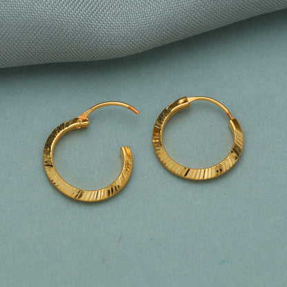20k Yellow Gold Hoop earrings Bali Earrings, Huggies , Handmade gold cartilage earrings for women, Christmas gift, Indian gold earrings