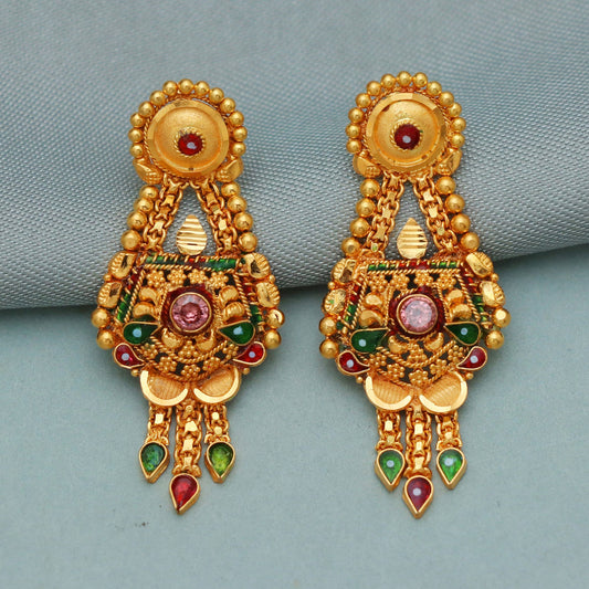 Pure 22k gold earrings indian asian gold dangle earrings for wedding handmade jewelry for women gift