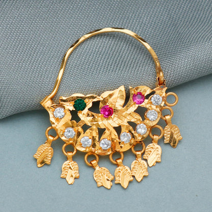 22k Yellow Gold Hoop Nose Ring Nath , Handmade big Yellow gold earrings for women, Vintage antique design indian gold earrings