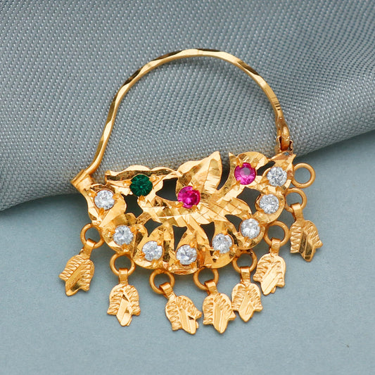 22k Yellow Gold Hoop Nose Ring Nath , Handmade big Yellow gold earrings for women, Vintage antique design indian gold earrings