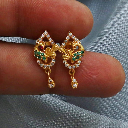 stones 916 22k Yellow Gold Stud dangle Earrings Jewelry Small Studs Dangle Earrings Jewelry Handmade