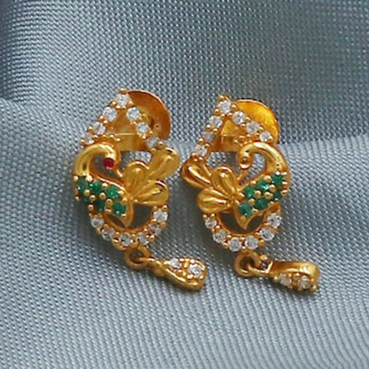 stones 916 22k Yellow Gold Stud dangle Earrings Jewelry Small Studs Dangle Earrings Jewelry Handmade