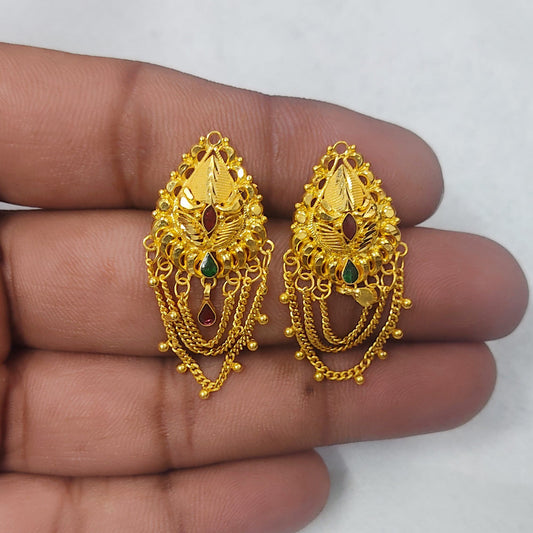 22k Gold Earrings Indian Handmade Jewelry for Women