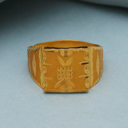 Dainty 22k Yellow Gold Ring Size 6 7 8, and All Size, Hand Carved Gold Ring Jewelry, Indian Gold Ring, Handmade Gold Ring