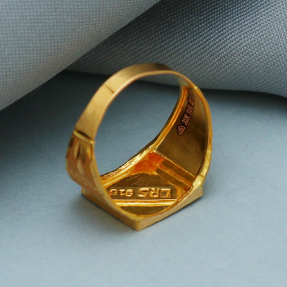 Dainty 22k Yellow Gold Ring Size 6 7 8, and All Size, Hand Carved Gold Ring Jewelry, Indian Gold Ring, Handmade Gold Ring