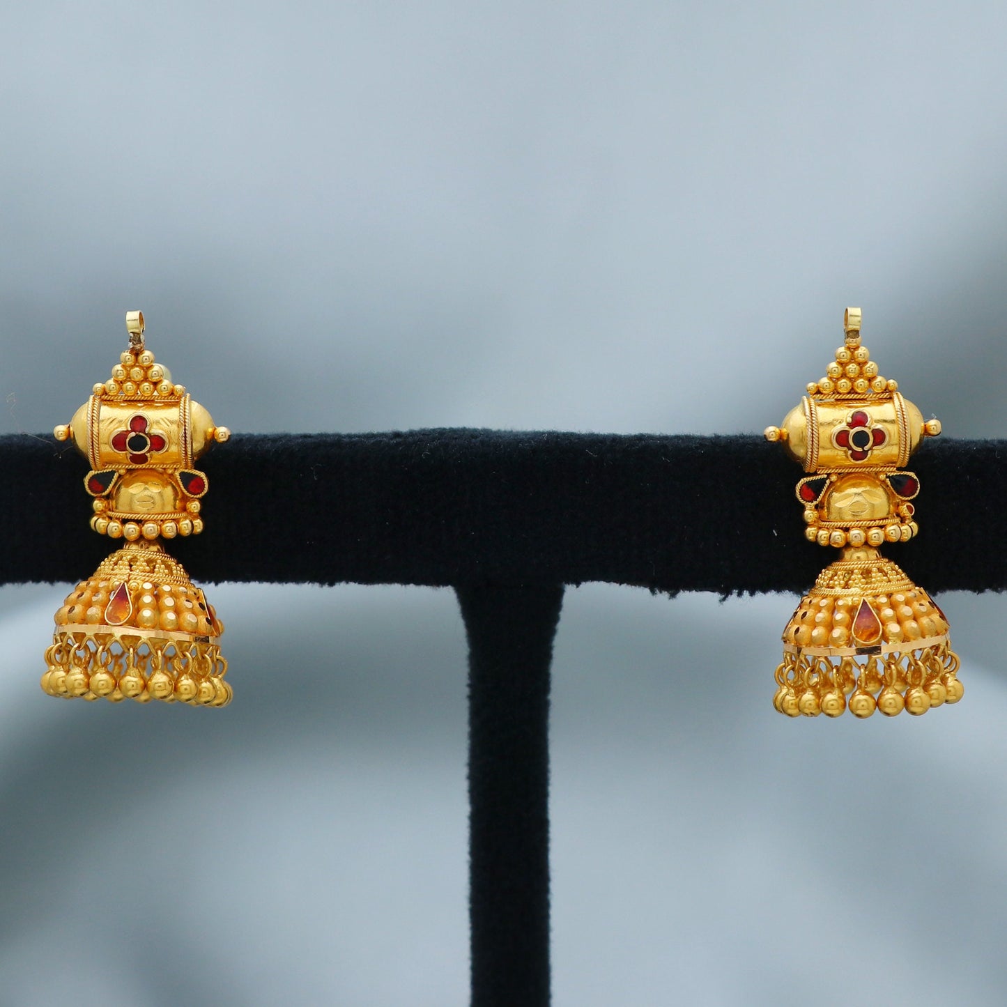 22k Gold Jhumka Earrings: Handmade Indian Wedding Jewelry