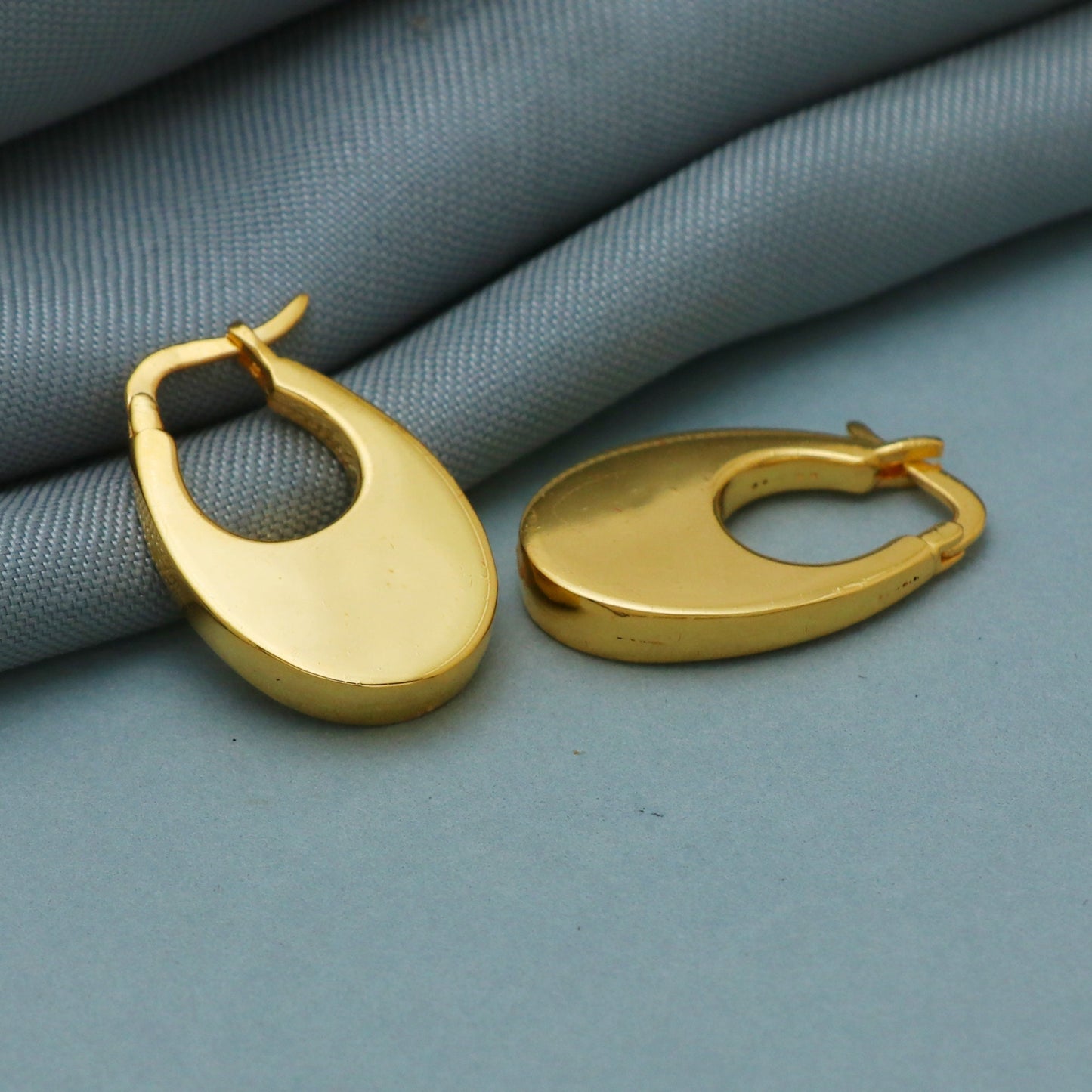 22k Yellow Gold Hoop kundal earrings Bali Earrings , Huggies , Handmade Yellow gold earrings for women, Christmas gift, Indian gold earrings