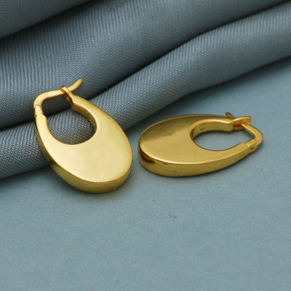 22k Yellow Gold Hoop kundal earrings Bali Earrings , Huggies , Handmade Yellow gold earrings for women, Christmas gift, Indian gold earrings
