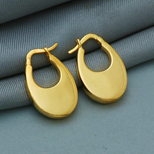 22k Yellow Gold Hoop kundal earrings Bali Earrings , Huggies , Handmade Yellow gold earrings for women, Christmas gift, Indian gold earrings