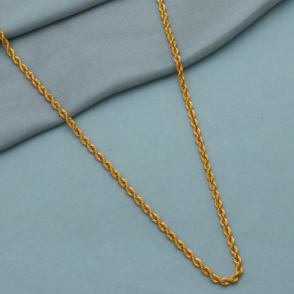 solid 22k yellow gold chain,3mm rope chain 18 inches, 6.3 grams, Indian Handmade Chain Jewelry