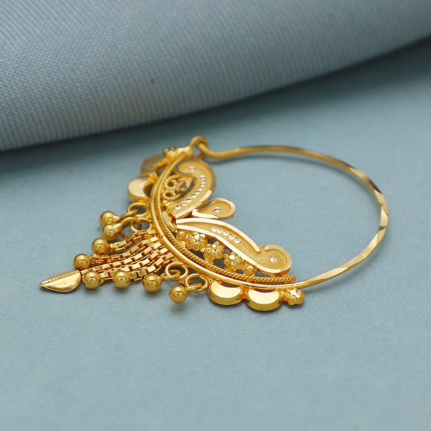 22 karat nose ring, Wedding Jewelry 22k Yellow Gold Nath Nosepin women Jewelry from India