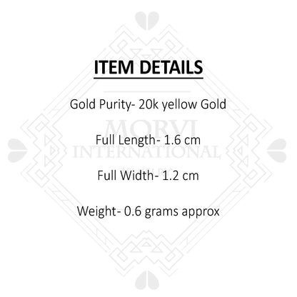 Pure 20k Yellow Gold Hoop Bali Earrings, Huggies, Beads Handmade gold earrings for women, Christmas gift, dainty Indian gold earrings