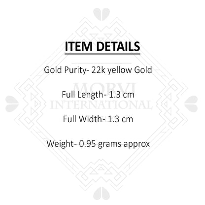 22k Yellow Gold Hoop earrings Bali Earrings, Huggies, Handmade Yellow gold dangle earrings for women, Christmas gift, Indian gold earrings