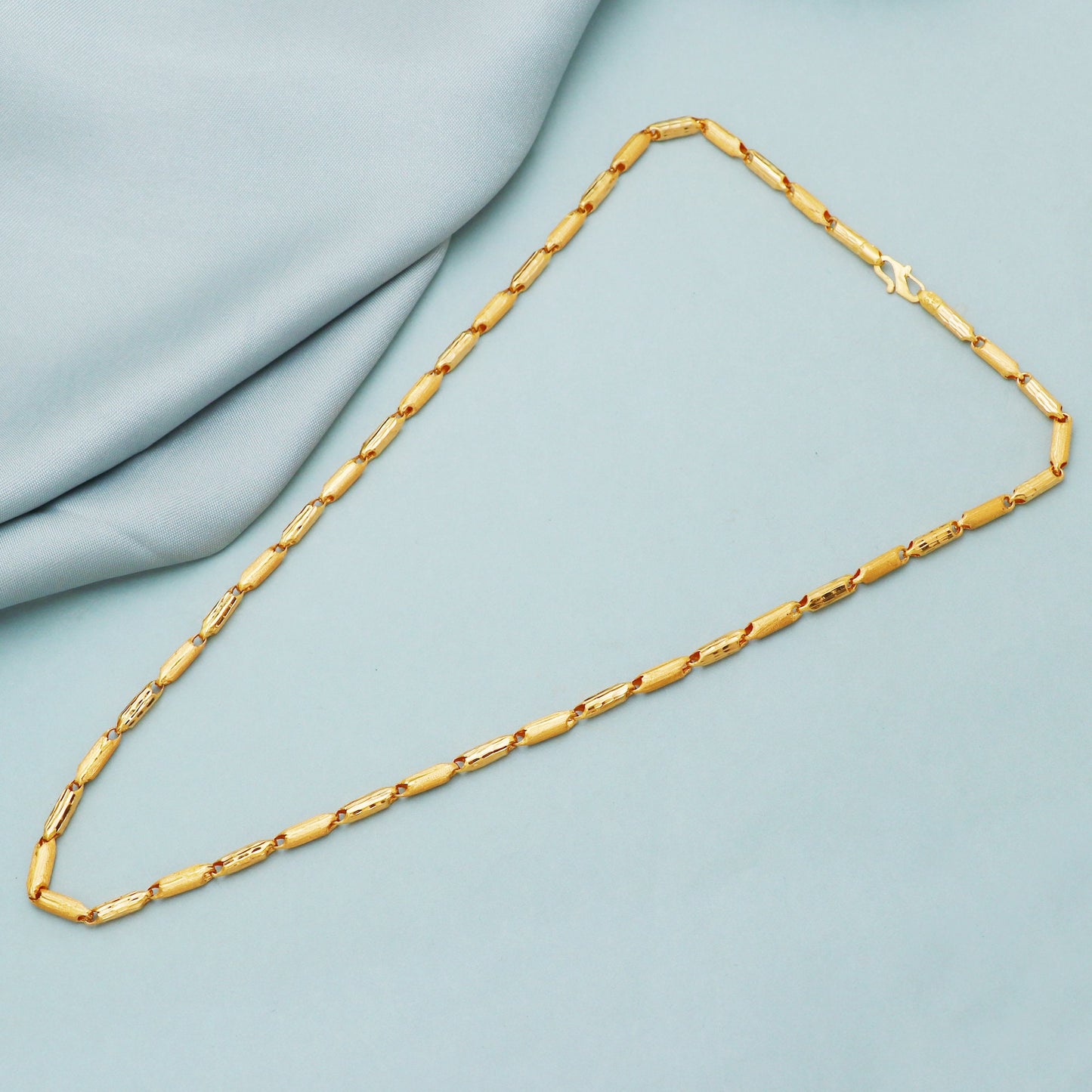 22k franco gold bar handmade diamond cut carved round chain necklace