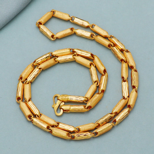 22k franco gold bar handmade diamond cut carved round chain necklace