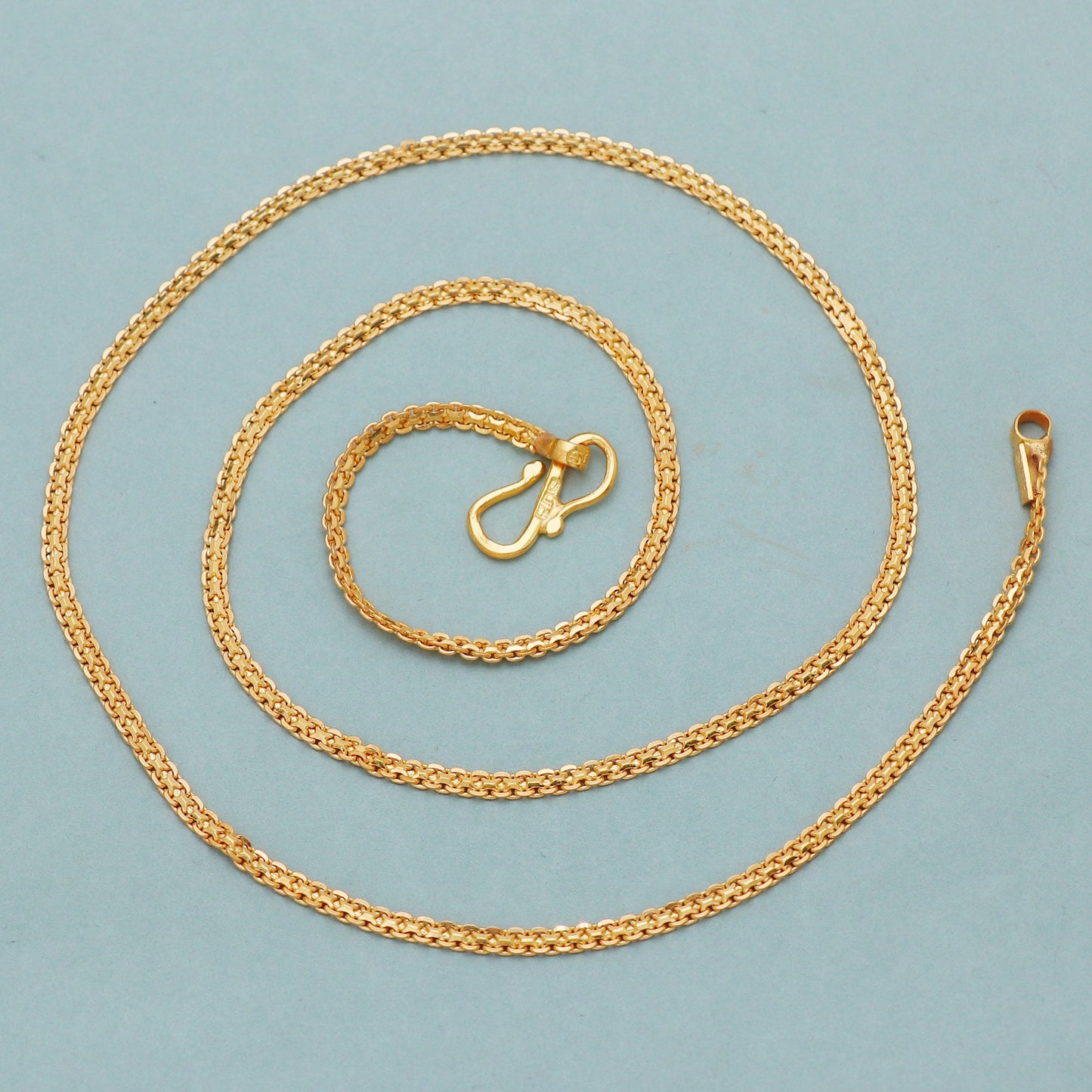Solid Curb Round Link Chain Jewelry, 22k karat 22kt 22ct Indian Gold Handmade chain Necklace Jewelry for gift,