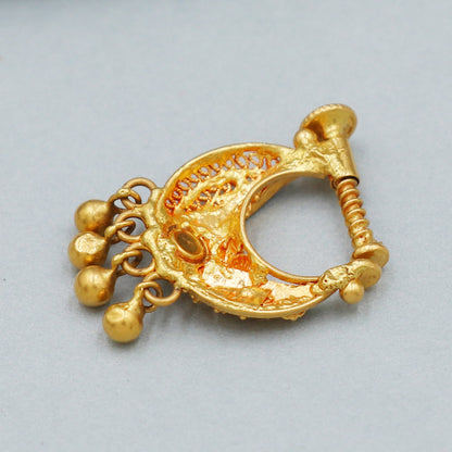 handcrafted bells solid 22k gold hoop nose ring screw type 22k Gold Jewelry for women