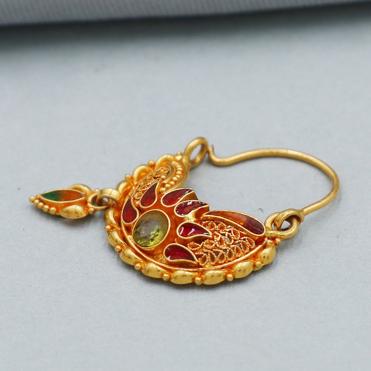 22k Yellow Gold Nath Handmade Indian Jewelry
