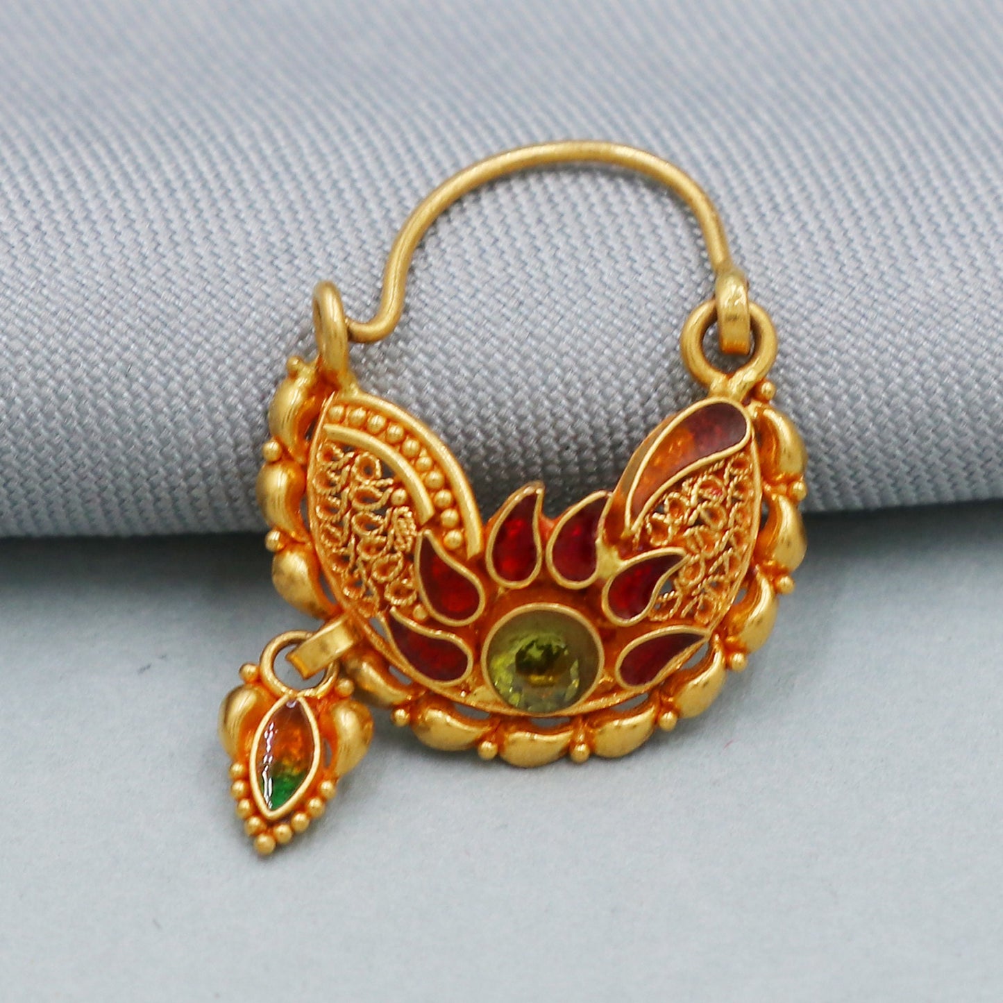 22k Yellow Gold Nath Handmade Indian Jewelry