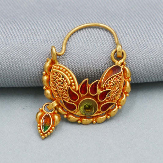 22k Yellow Gold Nath Handmade Indian Jewelry