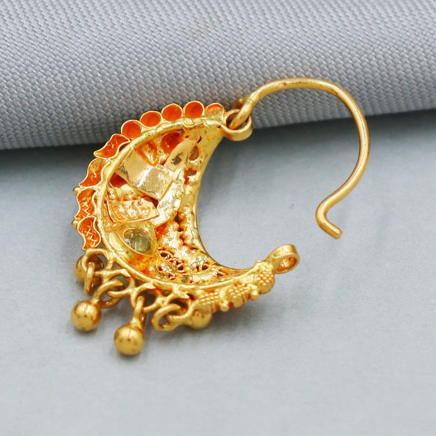 designer 22k yellow gold nose ring handmade jewelry for gift