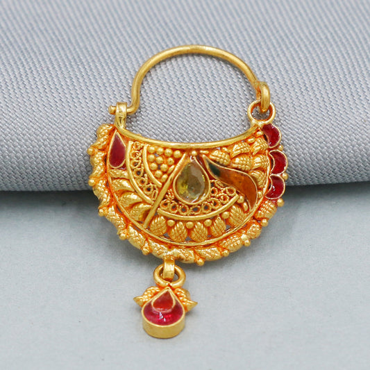 22k Yellow Gold Nath Nose Ring Nose Pin