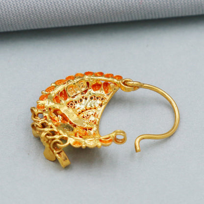 Designer handcrafted jewels in 22k Gold, Women Nose Ring Handmade Indian Women Wedding Jewelry