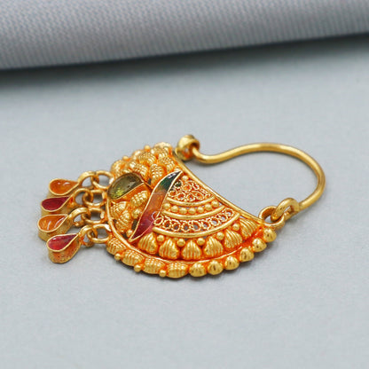 Designer handcrafted jewels in 22k Gold, Women Nose Ring Handmade Indian Women Wedding Jewelry