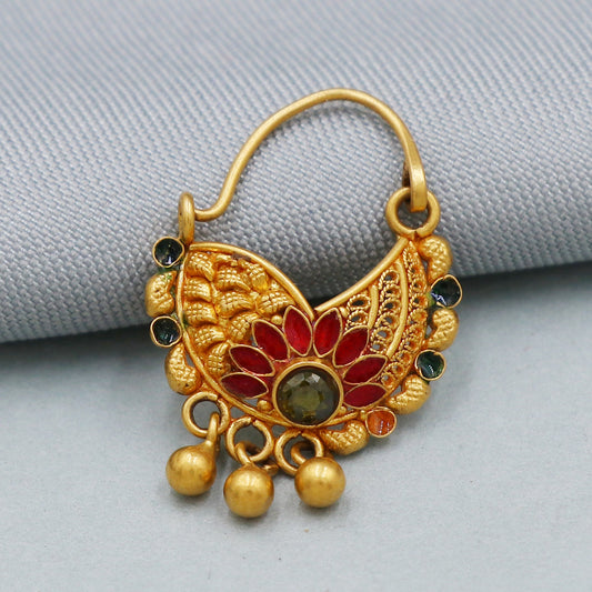 rising sun design 22k gold nose ring filigree Jewelry for Women