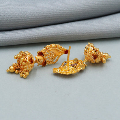 Intricate 22kt Gold Jhumka Earrings Jewelry,