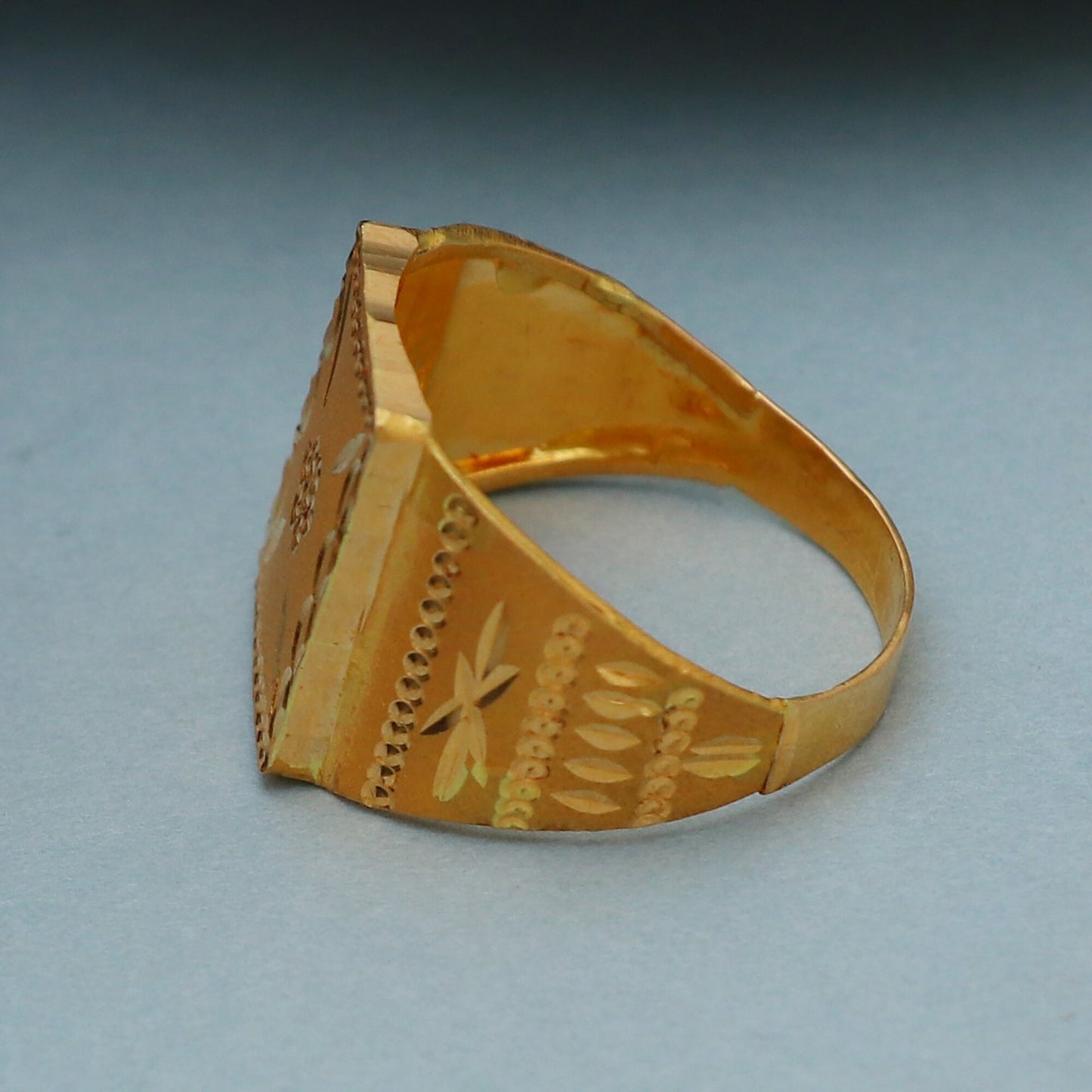 Hand Carved 22k Solid Gold Ring Jewelry, Handmade Indian Gold Ring, Women Men Gold Ring, Party Wear Signet Style Ring