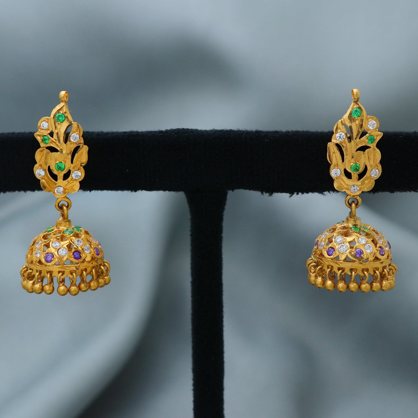 22 karat Gold Earrings Jhumka jewelry, handmade vintage Pure Traditional design indian style WEDDING Dangle Jhumki Earrings Chandelier