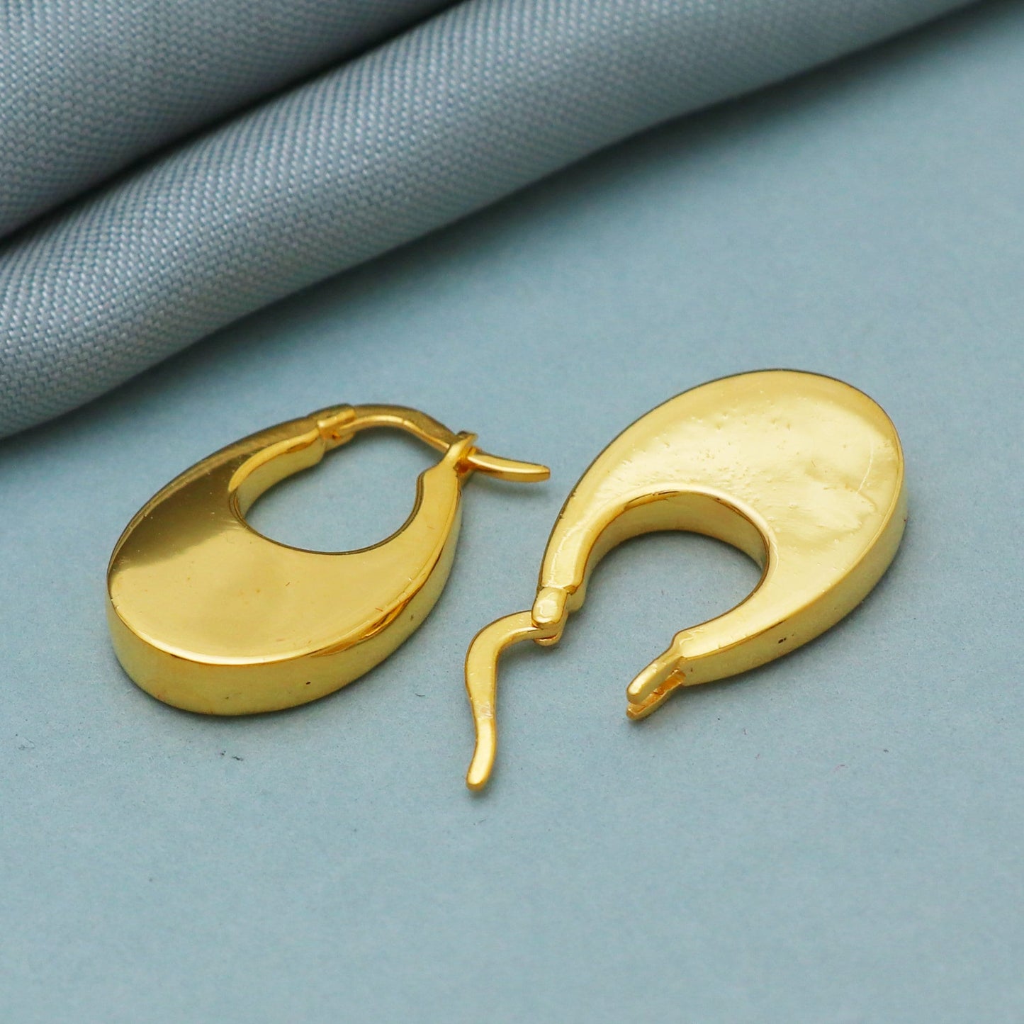 22k Yellow Gold Hoop kundal earrings Bali Earrings , Huggies , Handmade Yellow gold earrings for women, Christmas gift, Indian gold earrings