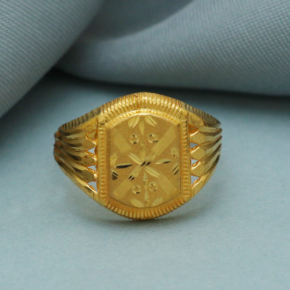 Pure Solid 22k Yellow Gold Ring Size 6 7 8, and All Size, Hand Carved Gold Ring, Indian Gold Ring, Handmade Gold Ring for Men and Women