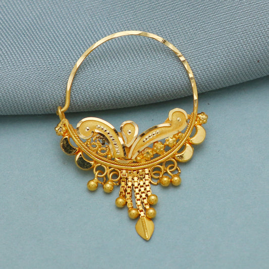 22 karat nose ring, Wedding Jewelry 22k Yellow Gold Nath Nosepin women Jewelry from India