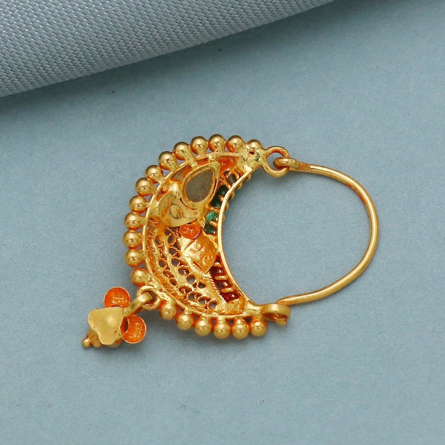Solid real 22k karat nose ring, Wedding Jewelry 22k Yellow Gold Nath Nosepin women Jewelry from India