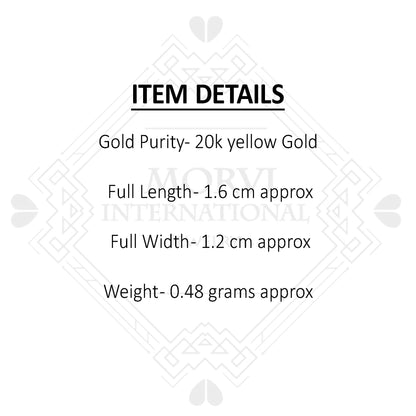 Pure 20k Yellow Gold Hoop Bali Earrings, Huggies, Beads Handmade gold earrings for women, Christmas gift, dainty small Indian gold earrings