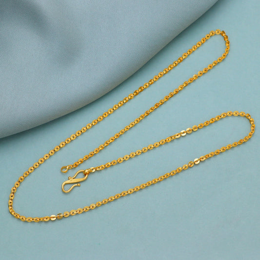 22k Yellow Gold Rolo Chain Necklace Jewelry: Handmade Indian Jewelry
