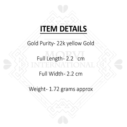 Real 22k Yellow Gold Hoop Bali Earrings,