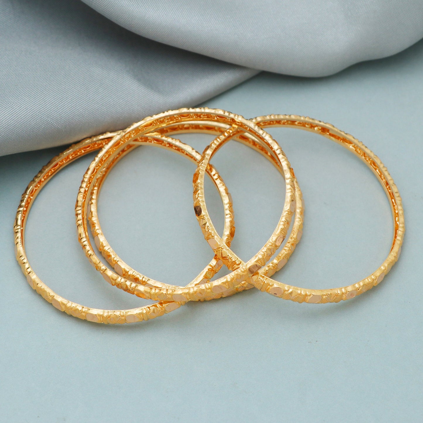 Pure 22k Gold Bangles Indian Handmade light weight, Traditional Rajasthan India , Bangle Bracelet 4 pieces Wedding Jewelry