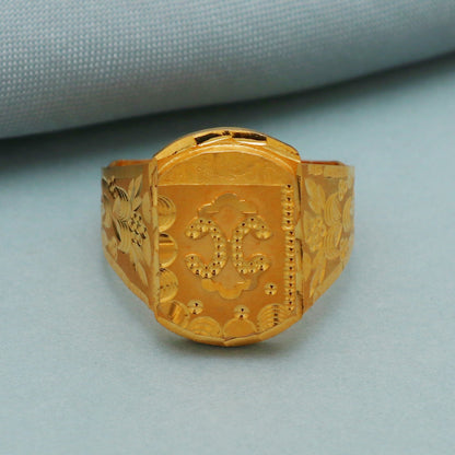 Solid 22k Yellow Gold Ring Size 6 7 8, and All Size, Hand Carved Gold Ring, Indian Gold Handmade Ring, Men Women Gold Ring For Gift