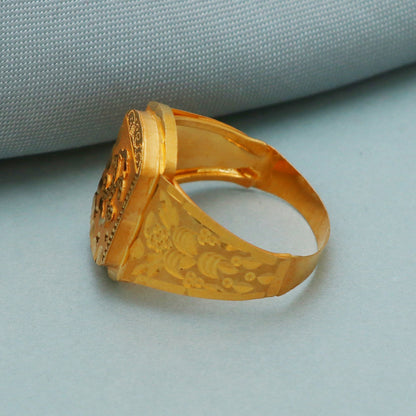 Solid 22k Yellow Gold Ring Size 6 7 8, and All Size, Hand Carved Gold Ring, Indian Gold Handmade Ring, Men Women Gold Ring For Gift