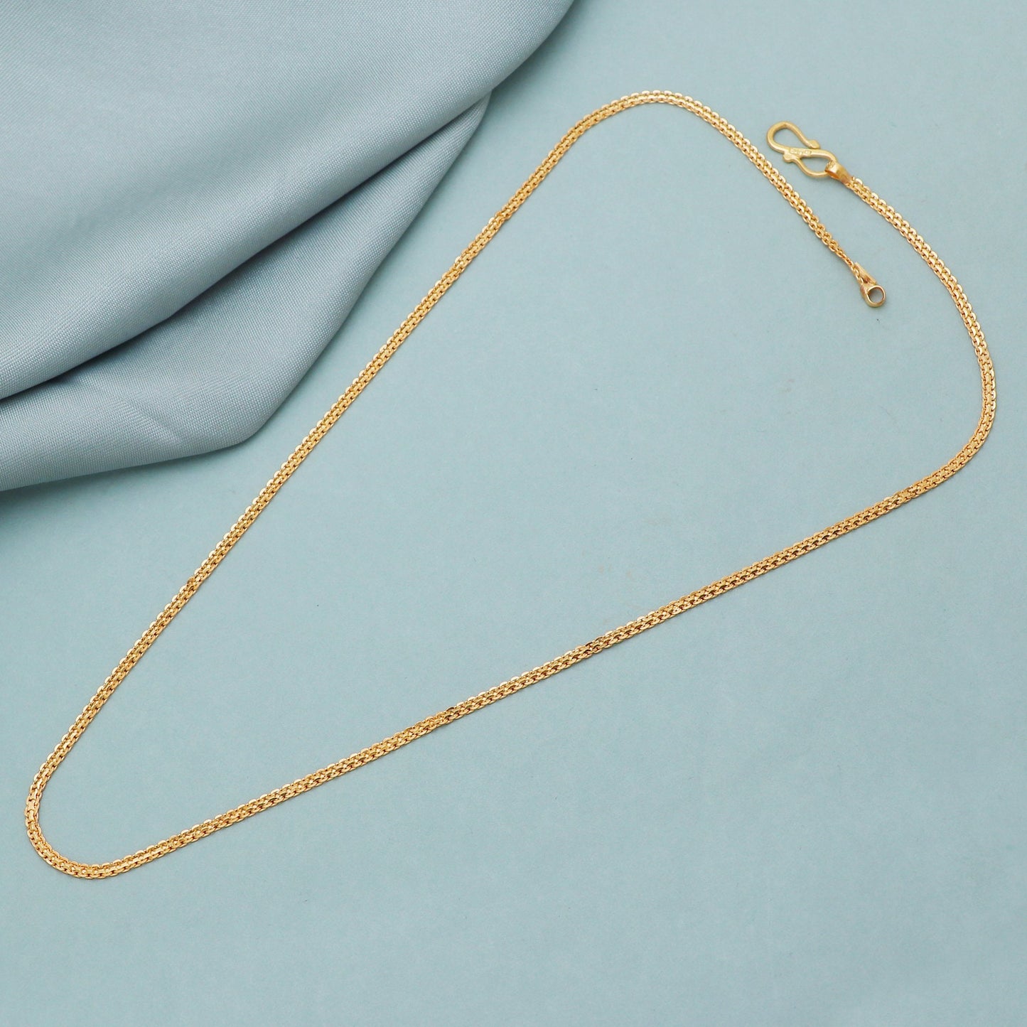 Solid Curb Round Link Chain Jewelry, 22k karat 22kt 22ct Indian Gold Handmade chain Necklace Jewelry for gift,