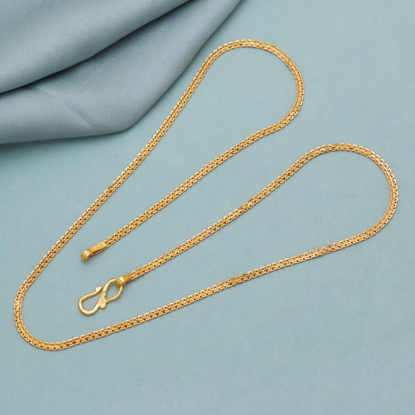 Solid Curb Round Link Chain Jewelry, 22k karat 22kt 22ct Indian Gold Handmade chain Necklace Jewelry for gift,