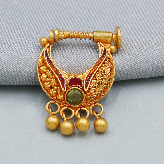 handcrafted bells solid 22k gold hoop nose ring screw type 22k Gold Jewelry for women
