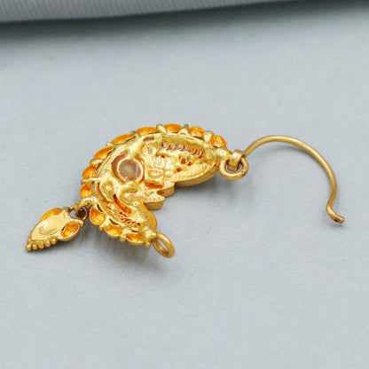 22k Yellow Gold Nath Handmade Indian Jewelry