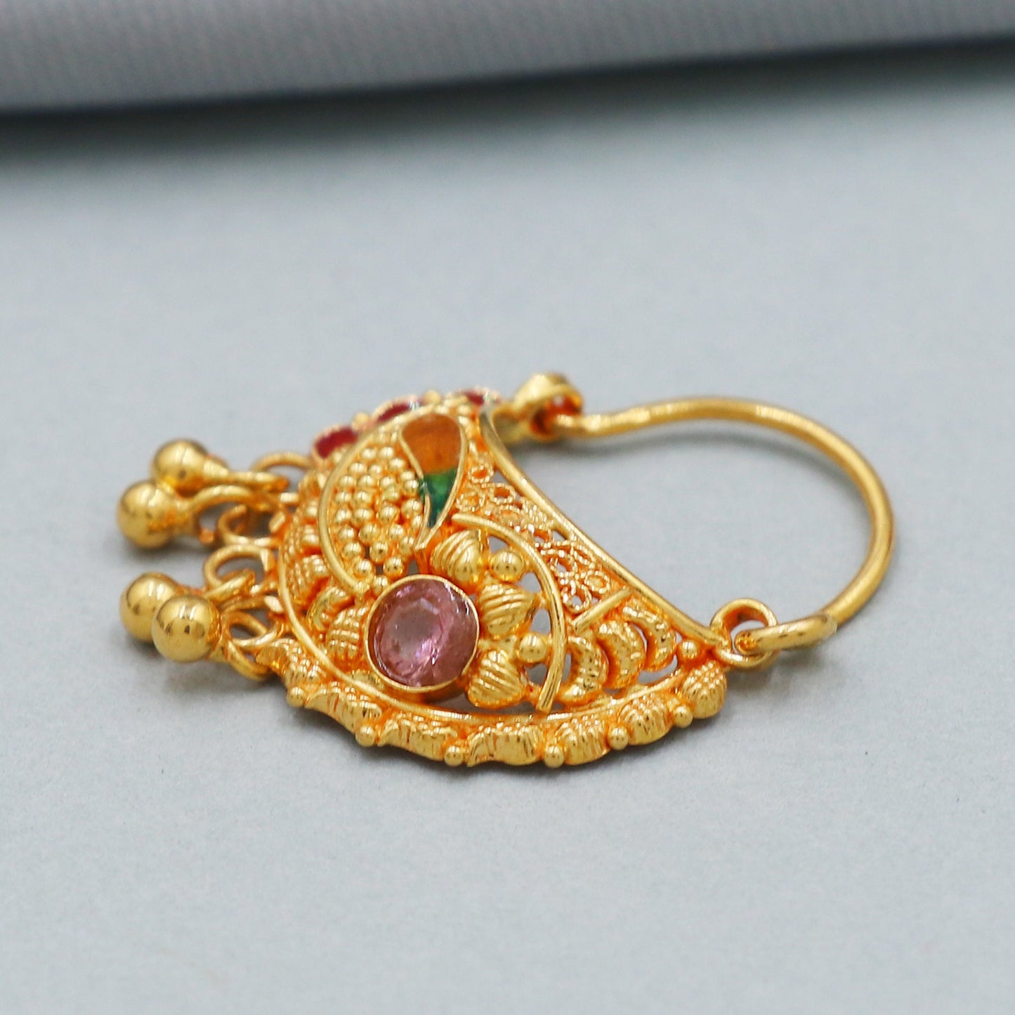 22k Yellow Gold Nath Indian jewelry for gift