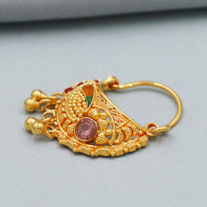 22k Yellow Gold Nath Indian jewelry for gift